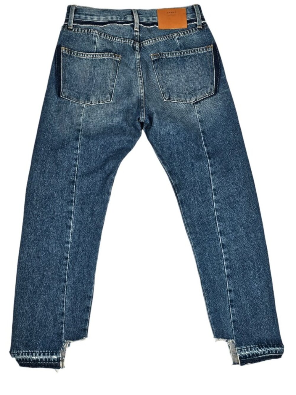 FRAME Womens Le Original Wetherly Mix Crop Jeans Size 24 Blue Raw Hem Distressed